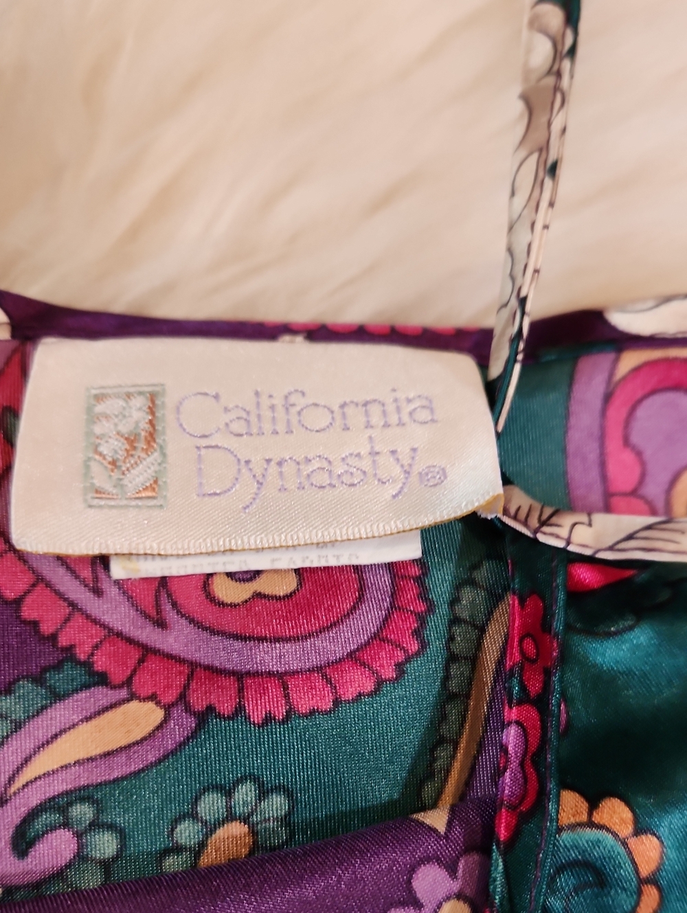 Vintage 90'S California Dynasty Dark Floral Satin 2 Piece Sleep Set - Picture 5 of 6